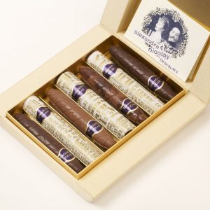 box of chocolate cigars open